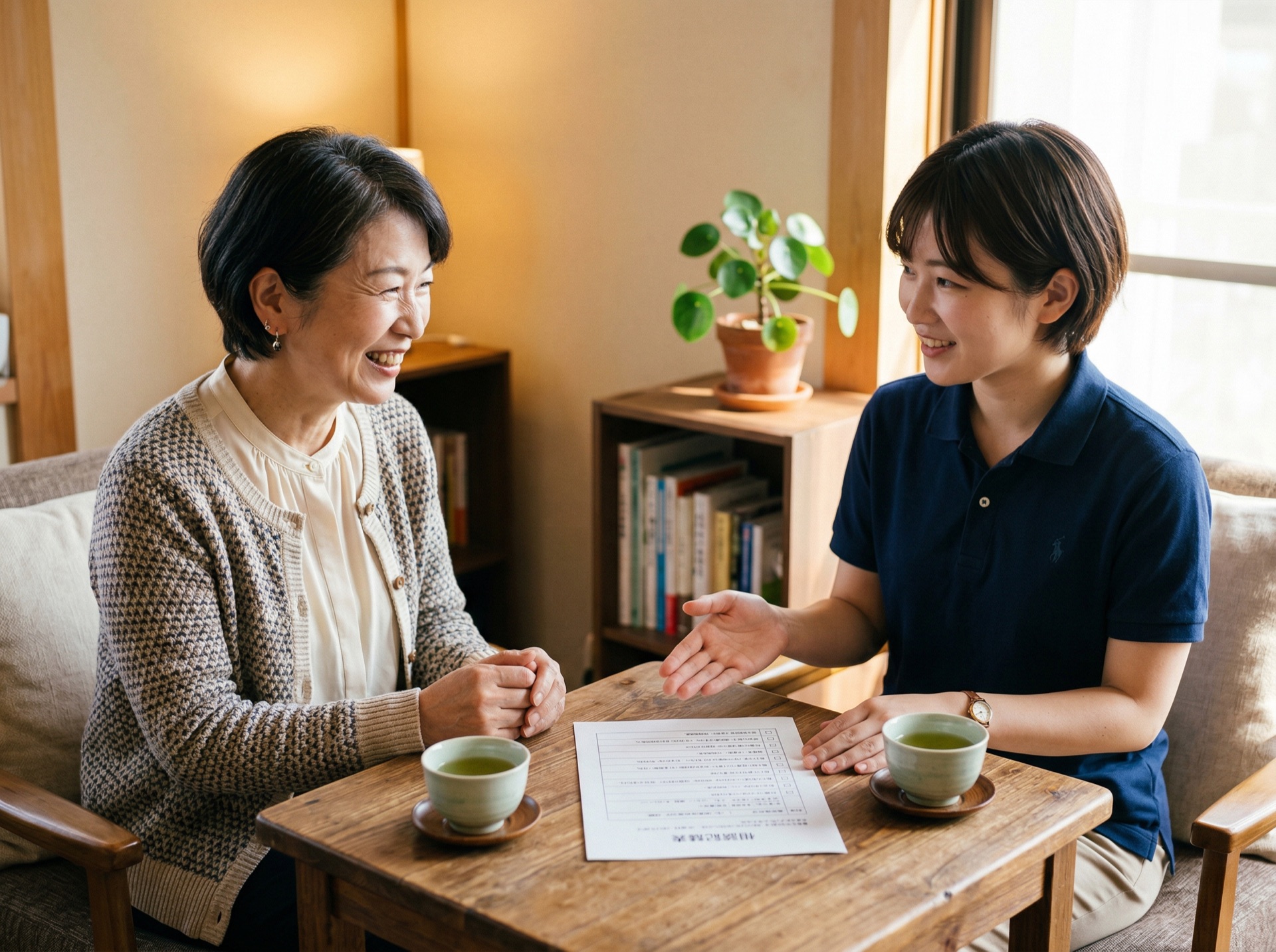 タノミルの事前相談:アドバイザーと穏やかに相談する様子